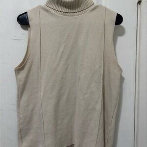 Zara Cream Sleeveless Turtleneck Top